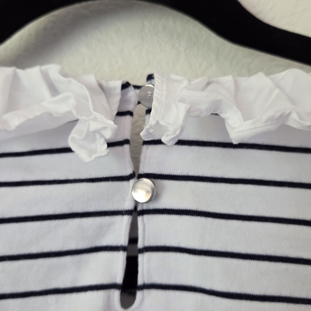 Jacadi Paris.Striped Long Sleeve with Ruffle Collar - Picture 5 of 5